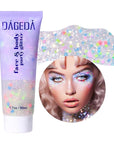 DAGEDA Rainbow Body Glitter Gel, Face Glitter for Pride Day Makeup Sequins Shimmer Eyeshadow, Chunky Glitter for Face Hair, Holographic Cosmetic Laser Powder Festival Glitter Makeup1.7oz (Candy Color)