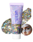 DAGEDA Carnival Body Glitter Gel, Holographic Face Glitter Rave Party Accessories, Chunky Glitters for Hair Eyes Nails, Cosmetic Laser Powder Festival Sequins Paint Makeup