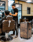 Artist hand Salon Trolley Cart with Wheels Barber Station with Drawers,Power Outlets,Hair Dryer Holders, Hair Stylist Equipment Storage Cabinet for Barbershop Spa Studio