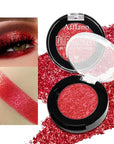 Red Glitter Eyeshadow, Highly Pigmented Shimmer Eyeshadow Red Eye Makeup, Bright Sparkly Fine Pressed Glitter Long Lasting Diamond Metallic Eye Shadow, Silky Waterproof Mars Red Eyeshadow/Highlighter