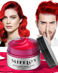 Red Temporary Hair Color Wax, Instant Natural Hairstyle Cream Dye, Washable Styling Pomades for Girls Women Youth, Disposable Coloring Mud for Party Cosplay DIY Halloween