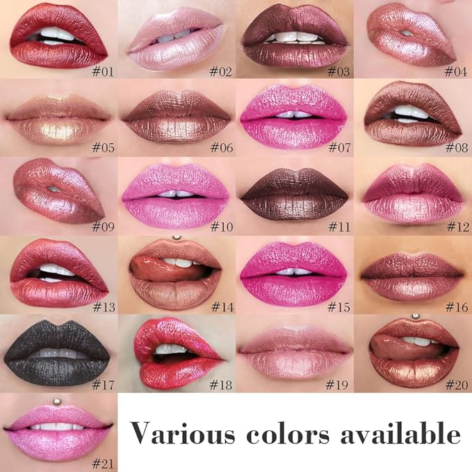 Kaely 2-in-1 Light Rose Pink Metallic Lipstick and Lip Liner, Shimmer Liquid Metallic Lipsticks for Women, Glitter Lip Gloss Stain Long Lasting Waterproof Smudge Proof 24 Hour, Vegan Makeup, 10