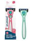 Preserve Shave 5 Five Blade Refillable Razor, Made from Recycled Materials, Neptune Green