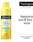 Neutrogena Beach Defense Sunscreen Spray SPF 50, Hawaii Reef Act 104 Compliant, Octinoxate & Oxybenzone Free, Broad Spectrum, Fast Absorbing & Lightweight, Face and Body Sunscreen, 6.5 Oz (Pack of 2)