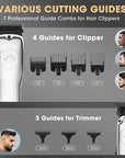Hair Clippers for Men,4 in 1 Professional Hair Clippers T-Blade Trimmer Electric Foil Shaver Nose Hair Trimmer Set,Cordless Barber Hair Cutting Men’s Grooming Kit LCD Display Gifts (Silver)
