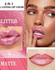 Kaely 2-in-1 Mauve Pink Metallic Lipstick and Lip Liner, Shimmer Liquid Metallic Lipsticks for Women, Glitter Lip Gloss Stain Long Lasting Waterproof Smudge Proof 24 Hour, Vegan Makeup, 12