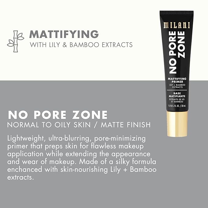Milani Make It Last Original - Natural Finish Setting Spray 3-in-1 Setting Spray and Primer- Prime + Correct + Set & Milani No Pore Zone Mattifying Primer for Makeup