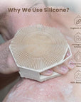 iTokGoK® Silver-Infused 2-in-1 Silicone Body Scrubber, Double-Sided Design Body Brush Scrubber Exfoliating Brushes for Sensitive Skin for Showering for Women Silicone Loofah- Sand Pink