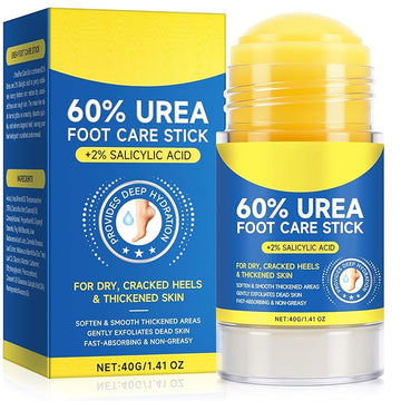 Urea Cream 60% Foot Balm Stick for Cracked Heels - Moisturizes, Exfoliates, and Softens Dry, Thickened Skin, Callus Remover for Feet