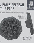 Sud Scrub® Antimicrobial Silicone Face Scrubber, 1 Pack, Gentle Face Exfoliator for Sensitive Skin, Eco Friendly Facial Cleansing Brush, Exfoliating Face Brush for Men and Women (Charcoal)