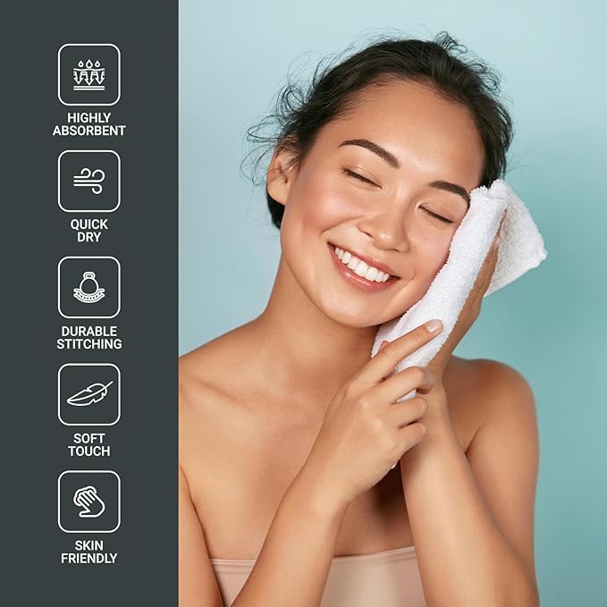 Infinitee Xclusives Luxury Wash Cloths for Showering [13x13] – 100% Cotton Washcloths [Pack of 4], Soft and Absorbent Face Towels for Bathroom Wash Clothes, Gym, and Spa (Profound Purple)