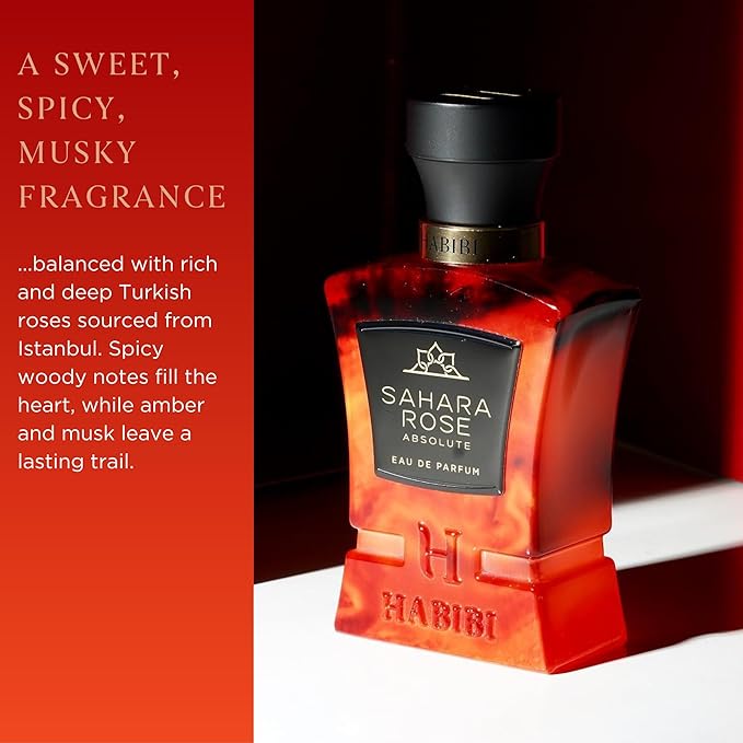 H HABIBI Sahara Rose Perfume for Men – 2.5 oz (75ML) Long Lasting Arabian Cologne, Floral Amber Woody Men Perfume, Luxury Fragrance Gift for Special Occasions
