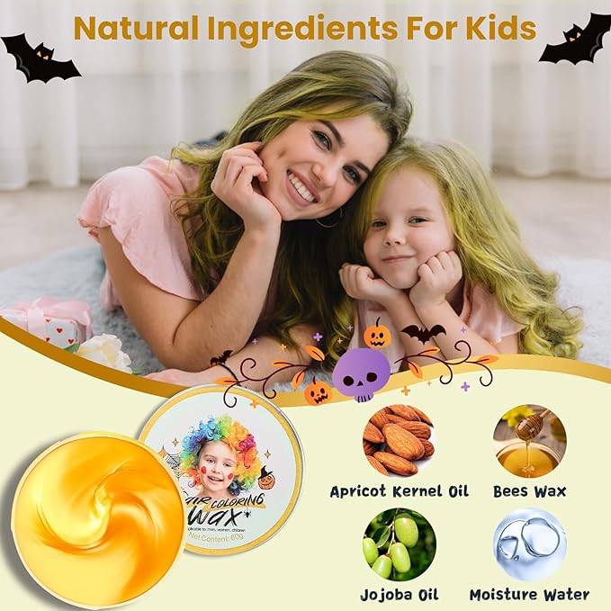 Temporary Gold Hair Color Wax for Kids, Blonde Colored Hair Styling Mud, Washable Goledn Style Dye for Girls Boys Teens, DIY Instant Hair Coloring Gel Cream for Cosplay Halloween Children's Day