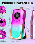 Portable Nail Drill Cordless,35000 RPM Electric Nail File with Holder,Rechargeable Nail Drill E Filer for Nails,Electric Nail Buffer Nail Dremel Tool for Women (Gradient Purple Green)