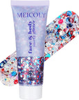 MEICOLY Red White and Blue Body Glitter,4th of July Accessories Hair Glitter for Kids,4th of July Outfits for Women,Fourth of July Patriotic Face Glitter for President's Day Veterans Day