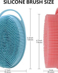 2 Pack Silicone Body Scrubber, Loofah Double-Sided Body Brush,Shower Scrubber and Scalp Massager Shampoo Brush for Sensitive Kids Women Men All Kinds of Skin (Pink & Blue)