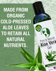 Earth's Daughter Organic Aloe Vera Gel from Fresh Cut 100% Pure Organic Aloe leaves – Fast Absorbing for Face, Skin, Hair & Body – Vegan, Unscented, Natural - 8 Oz USA Made