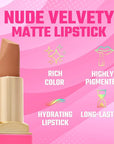 Juvia's Place The Nude Velvety Matte Lipstick Lady - Nude, Long-lasting, Rich-Color Lip Makeup, Creamy Lipstick with Matte Finish, Beauty & Lip Products