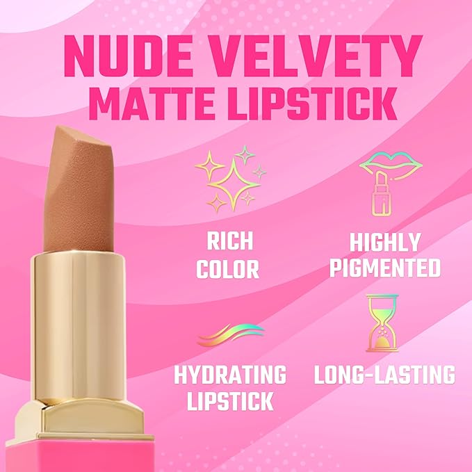 Juvia's Place The Nude Velvety Matte Lipstick Lady - Nude, Long-lasting, Rich-Color Lip Makeup, Creamy Lipstick with Matte Finish, Beauty & Lip Products