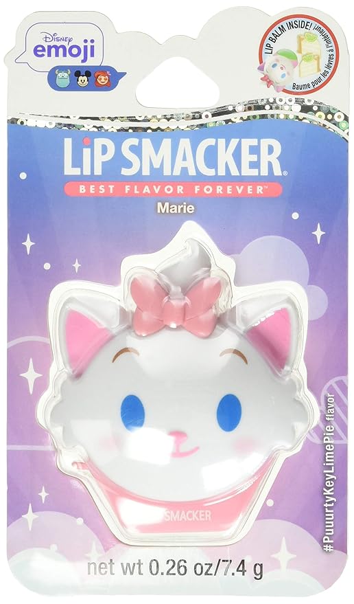 Lip Smacker Disney The Aristocats Marie Emoji Flip Flavored Lip Balm, Key Lime Flavor, Clear, For Kids