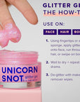UNICORN SNOT Holographic Face Glitter & Body Glitter Gel | Holiday Glitter Makeup: Stocking Stuffers & Christmas Gift | Hair Glitter, Vegan & Cruelty Free, 1.7 oz Pink Glitter (Flamingo)