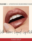Runway Rogue Silk Glam Liquid Lipstick, Long Wear Frosted Rich Golden-Bronze Lipstick, ‘Film Noir’