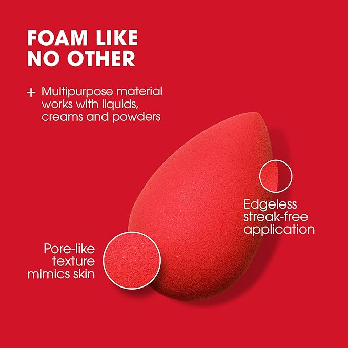 Beautyblender® | Ruby Beauty Blender Makeup Sponge, Super-Soft Foam Easily Blends Foundations, Powders & Creams, Made in USA, Reusable, Washable, Streak Free Application, Vegan, Cruelty Free