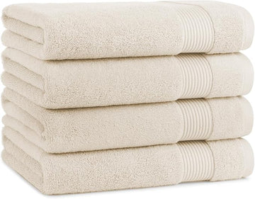 Arkwright Bath Towels Set of 4 - Super Soft 100% Cotton, 600 GSM Quick Dry & Absorbent, Luxury Bathroom Essentials for Hotels, Spa, Hosts, and Vacation Rentals, Alabaster Ivory