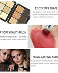 12 Colors Cream [Contour Concealer Foundation] Makeup Palette for Cheeks - All in One Makeup Palette Kit with Brush, Natural Matte Long Wearing, Waterproof Blendable Face Make Up Pallete (#03)