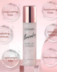 UCANBE Shimmer Dewy Setting Spray – Glowing + Makeup Setting Spray 2 in 1 Lightweight Formula for a Radiant Glow,Long-Lasting Face Mist for Face Body, 4 Fl Oz #Silver