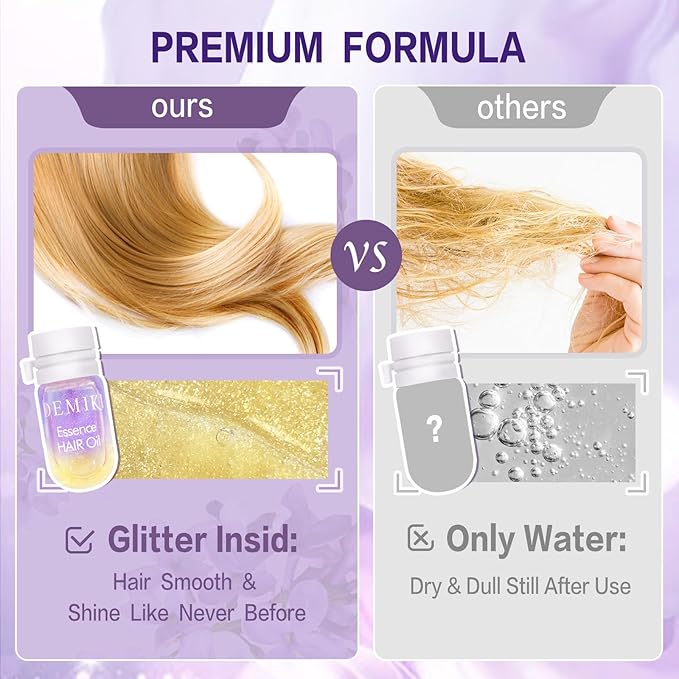 DEMIKI Hair Oil For Frizzy Hair With Coconut Oil - Hair Treatment For Dry Damaged Hair, Hair Perfume Oil For Curly Hair, Frizz Control Hair Care Products, Mini Bottles Hair Oil For Damaged Hair, 12pcs