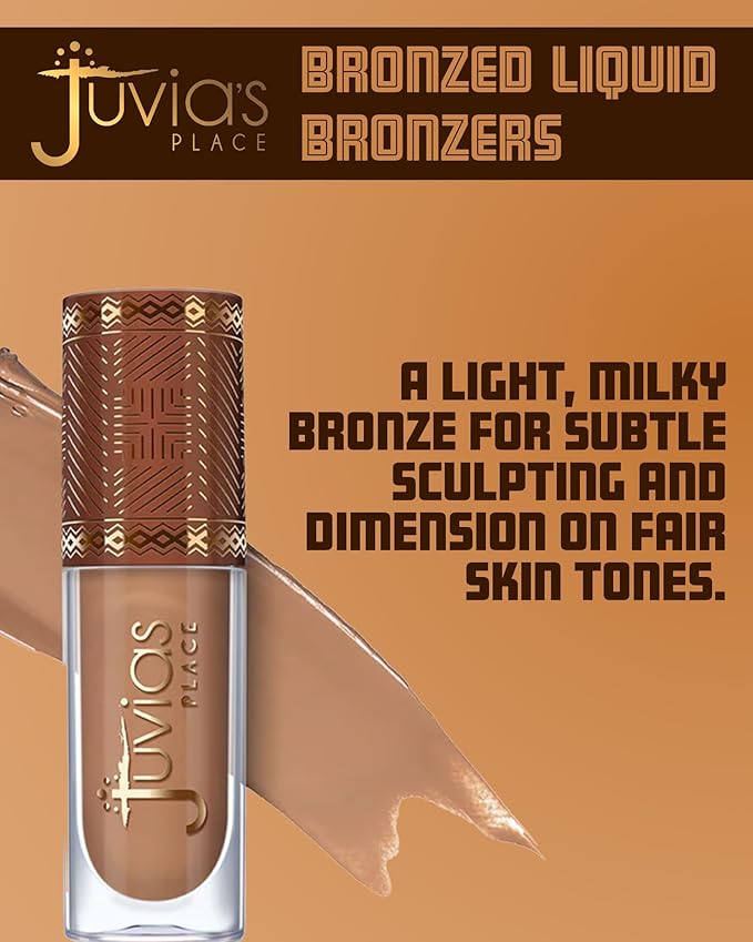 Juvia’s Place Bronzed Liquid Bronzer - Biscotti - Liquid Bronzer for Face with Silky Blendable Texture - Buildable Coverage for Natural Contour & Dimension - Easy-to-Blend, Patch-Proof Formula