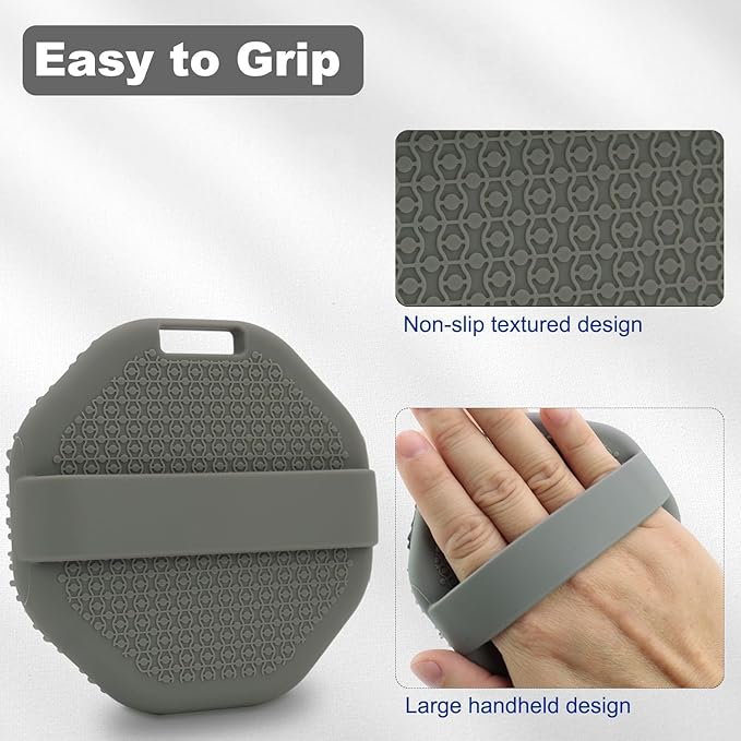 Silicone Body Scrubber, Men Body Scrubber, Gentle Exfoliating, Suitable for All Skin Types, Handheld Shower Brush, Rich Lathering, Easy to Clean (Gray)