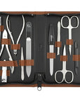 Manicure Set Women and Men – 12-Piece Professional Grooming Kit with Premium Tools, Genuine Leather Case, and exclusive Glass Nail File for Hand & Foot Care, German Quality