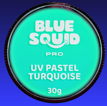 Blue Squid Face Paint Water Based Single Cake Professional Face & Body Paint - Water Activated, Kids Adults Face Painting for Costume, Halloween Makeup, Cosplay - UV Pastel Turquoise Face Paint 30g