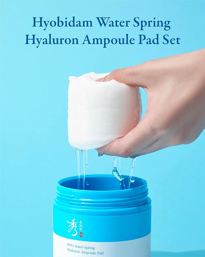 Sooryehan Hyobidam Water-Spring Hyaluronic Acid Pad (10.82fl oz, Pack of 2) - Gentle Daily Facial Toner Cotton Rounds for Soothing, Moisturizing, Exfoliating. Ginseng, Green Tea.