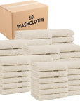 Arkwright Bath Washcloths 12 Pack - (Bulk Case of 60) Super Soft 100% Cotton, 600 GSM Quick Dry & Absorbent, Luxury Face & Body Wash Cloth Towels for Hotels, Spa, and Vacation Rental, Alabaster Ivory