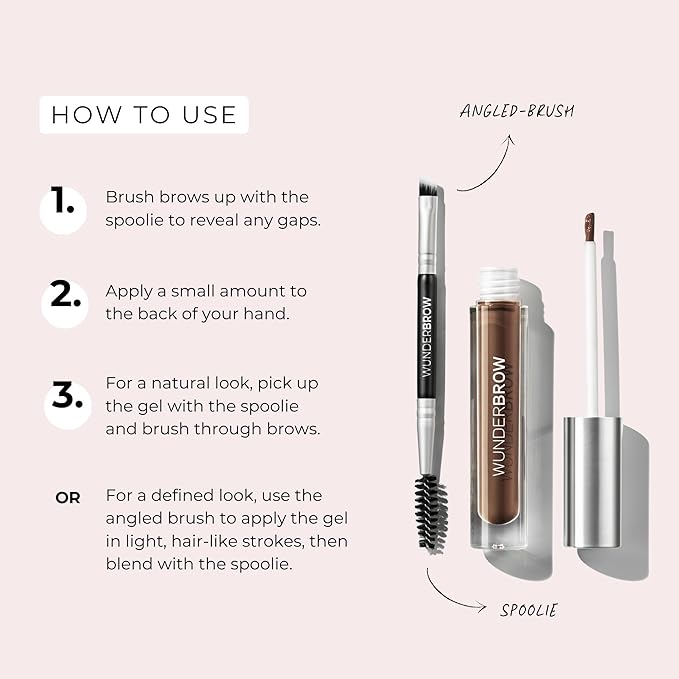 Wunderbrow Waterproof Eyebrow Gel and Wunderlift Wrinkle Reducer Serum, Instantly fills, lifts and refreshes brows and eyes, Shade Brunette, Vegan and Cruelty-Free