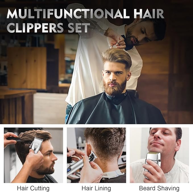 Suttik Professional Hair Clippers Set for Men, Electric Foil Shavers for Men, Barber Kit Clipper and Trimmer Set with Travel Case