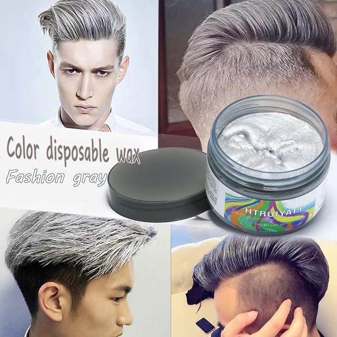 Temporary Grey Hair Color Wax,Natural Hair Spray Color Washable For Kids Women Men For Dark Light Hair Hairstyle Cosplay Halloween Party Christmas Diy Hairstyle
