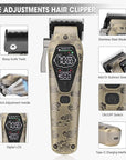 Professional Hair Clipper for Men - Cordless Clippers and Trimmers Set, Heavy-Duty Motor Hair Cutting Kits with LED Display, 7000RPM High-Power Motor, USB Charging, Gifts for Men, Bronze