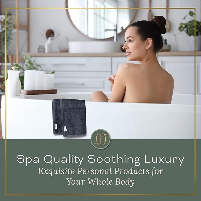 Charcoal Grey Extra Large Washcloths Set of 6 Soft Body Cloths 13” x 13” 70% Viscose Derived from Bamboo, 30% Cotton Spa-Like Feel Silky for Skin Cleansing