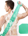 Inmorven Exfoliating Back Scrubber for Shower with Handles, 30 Inch Double-Sided Back Exfoliator Body Scrub Towel, Exfoliating Washcloth Bath Tool for use in Shower, Clean Skin for Men & Women (Green)