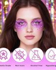 DAGEDA Purple Body Glitter Gel, Holographic Face Glitter Body Gel Rave Party Accessories, Chunky Glitters for Face Hair Nails, Cosmetic Laser Powder Festival Sequins Paint Makeup