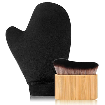 2 in 1 Tanning Mitts Self Tanner Mitt Applicator Self Tanning Mitt and Brush,Tanning Gloves for Self Tan Mitt Applicator Kit Self Tanner Brush Self Tanning Kit for Lotion,Sunless,Spray Tan,Face,Body