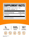 BulkSupplements.com L-Citrulline Powder - Citrulline Supplement, Citrulline Powder - L-Citrulline 3000mg, Unflavored & Gluten Free - 3g per Servings, 500g (1.1 lbs) (Pack of 1)