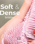 MainBasics Silicone Body Scrubber – Dual-Sided Shower Exfoliator for Men & Women, Gentle Silicone Loofah Alternative for Deep Clean (Pink, Exfoliate)