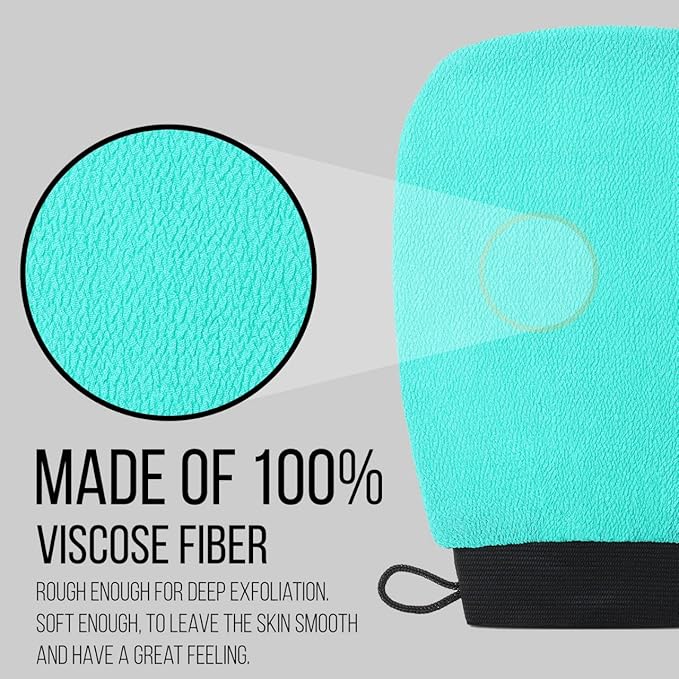 Valitic Exfoliating Glove Body Scrubber - Exfoliating Mitt Dead Skin Remover, Shower Face and Body Exfoliator - Korean Style Skin Scrubber Washcloth - Spray and Self Tan Remover, 1 Turquoise