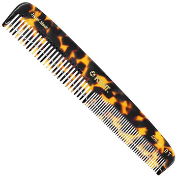 Kent 9T Fine Tooth & Wide Tooth Comb Detangler Hair Combs - Large Handmade & Saw-Cut Dressing Comb - Wet Hair Comb for Women, Durable Grooming Comb for Men, Made in England (Yellow Tokyo), 2 Count