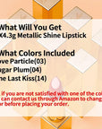 Oulac Metallic Lipstick Set- Dark Lipcolor with Moisturizing Formula, Vegan Beauty, Full-Coverage Lip Color, Christmas Gifts for Women, 4.3g X 3PCS